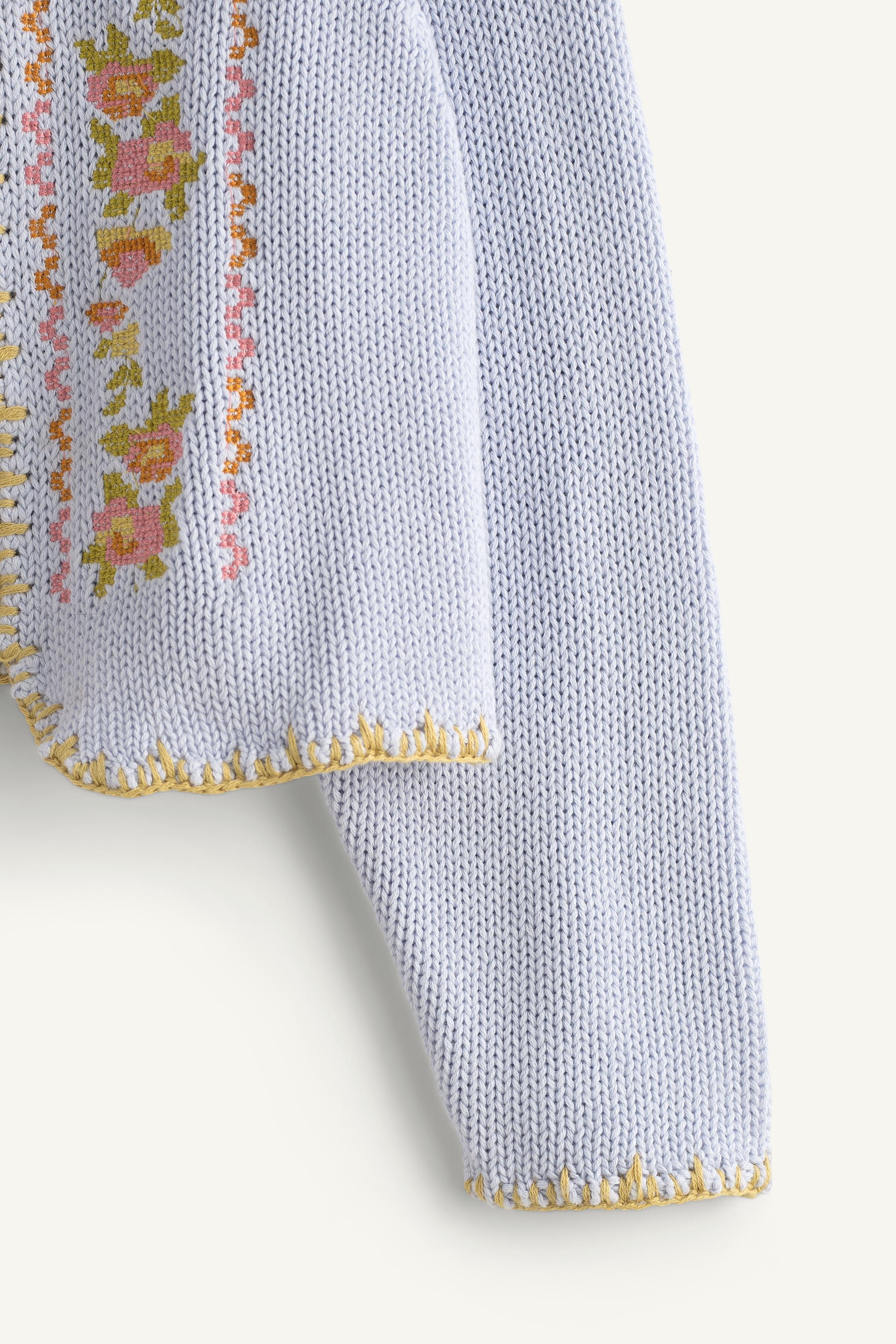 GILET EN MAILLE FLEURS BRODÉES POINT DE CROIX ÉDITION LIMITÉE